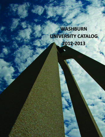 WASHBURN UNIVERSITY CATALOG 2012-2013