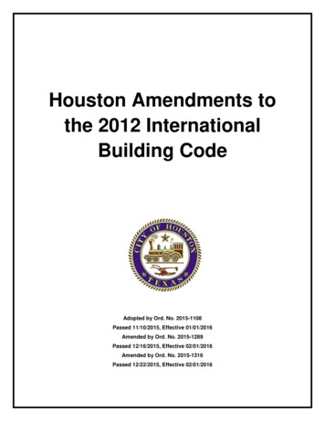 Houston Amendments To The 2012 International Building Code