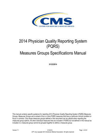 2014 PQRS Measures Groups Specifications