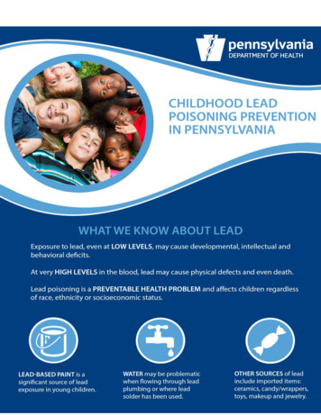 Childhood Lead Poisoning Prevention In Pennsylvania