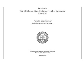 Salaries In The Oklahoma State System Of Higher Education .