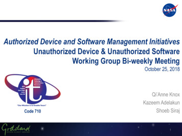 Authorized Device And Software Management Initiatives - NASA