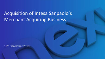 Acquisition Of Intesa Sanpaolo’s - Nexi