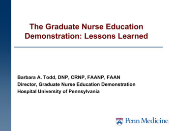 The Graduate Nurse Education Demonstration: Lessons 