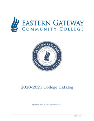 2020-2021 College Catalog - Eastern Gateway Community 