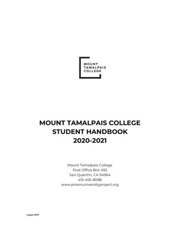 MOUNT TAMALPAIS COLLEGE STUDENT HANDBOOK 2020 