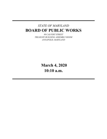 STATE OF MARYLAND BOARD OF PUBLIC WORKS