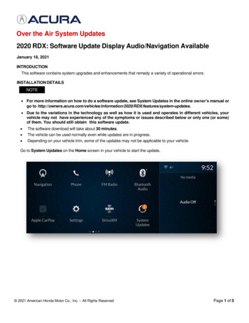 Over The Air System Updates 2020 RDX: Software Update .