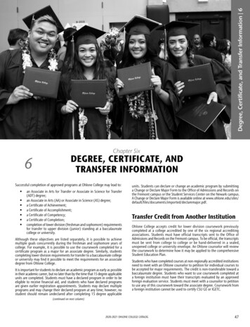 DEGREE, CERTIFICATE, AND TRANSFER INFORMATION - Ohlone