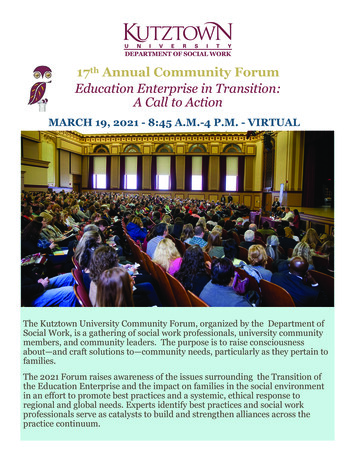 17 Annual Community Forum Th Education Enterprise In .