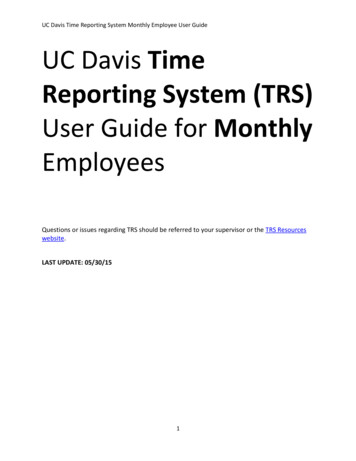 UC Davis Time Reporting System Monthly Employee User 