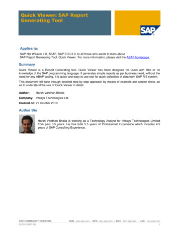 Quick Viewer: SAP Report Generating Tool