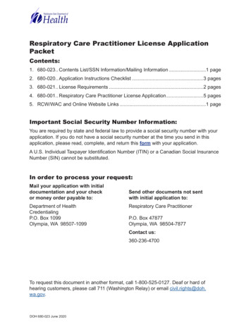 Respiratory Care Practitioner License Application