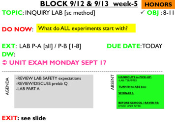 BLOCK 9/12 & 9/13 Week-5 TOPIC: INQUIRY LAB [sc Method .