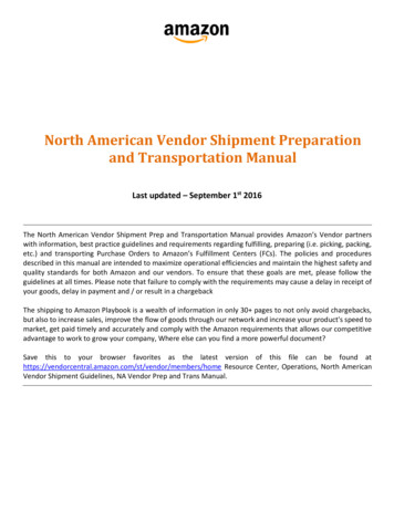 North American Vendor Transportation Manual
