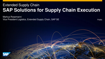 Extended Supply Chain SAP Solutions For Supply Chain 