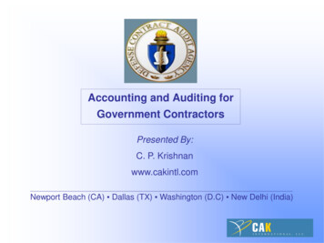 Accounting And Auditing For Government Contractors