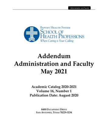 Addendum Administration And Faculty