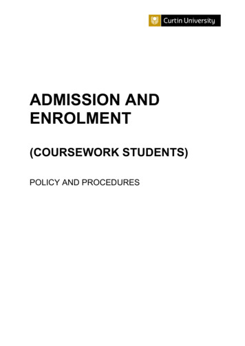 Admission And Enrolment Manual - Curtin University