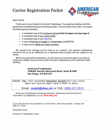Carrier Registration Packet Fre - American Freightways