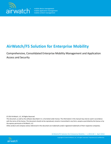 AirWatch/F5 Solution For Enterprise Mobility
