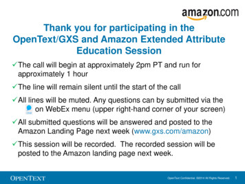 Thank You For Participating In The OpenText/GXS And Amazon .