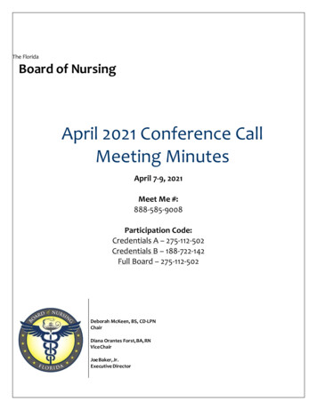 April 2021 Conference Call Meeting Minutes