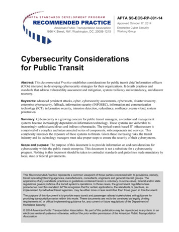 Cybersecurity Considerations For Public Transit