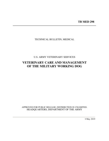 VETERINARY CARE AND MANAGEMENT OF THE 