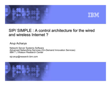 SIP/ SIMPLE : A Control Architecture For The Wired And .