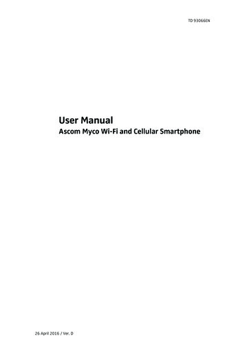 User Manual, Ascom Myco SH1 VoWiFi And Cellular Smart 