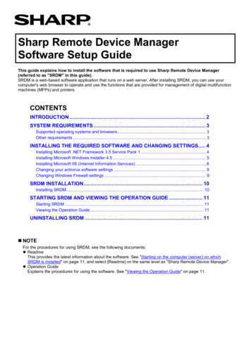 Sharp Remote Device Manager Software Setup Guide