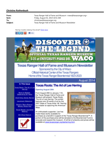 Texas Ranger Hall Of Fame And Museum Newsletter