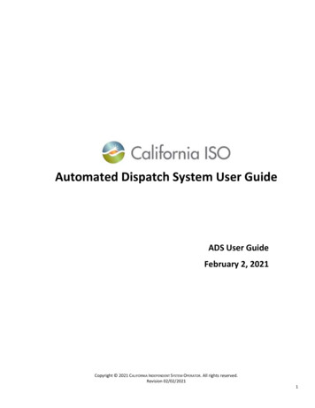 Automated Dispatch System User Guide - Caiso 