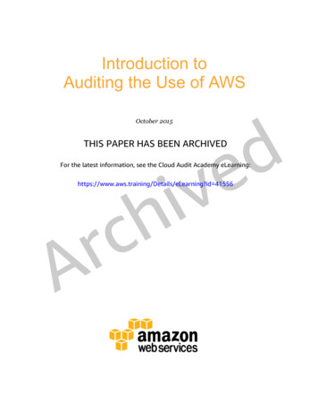 Introduction To Auditing The Use Of AWS