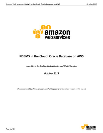 RDMS In The Loud: Oracle Database On AWS