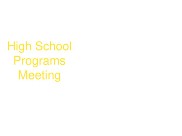 High School Programs Meeting - El Paso Independent 