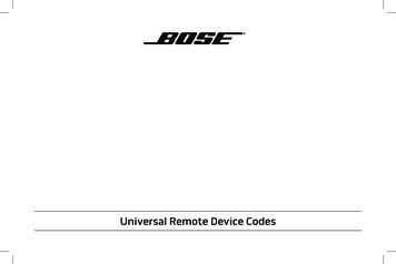 Universal Remote Device Codes - Bose