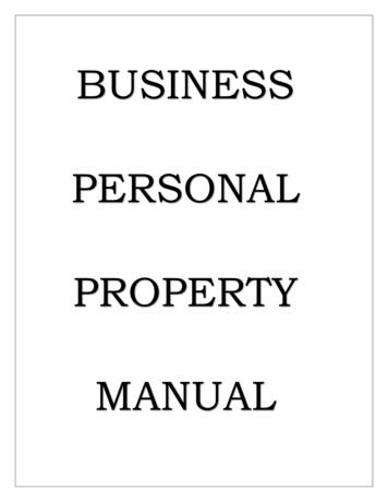 BUSINESS PERSONAL PROPERTY MANUAL
