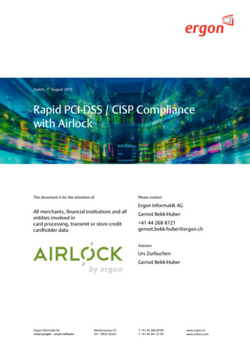 Zurich, 1st August 2015 Rapid PCI -DSS / CISP Compliance .