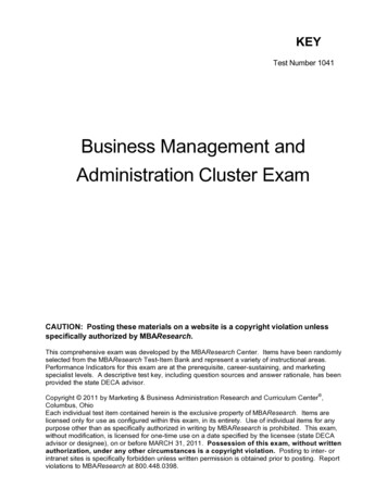 Business Management And Administration Cluster Exam
