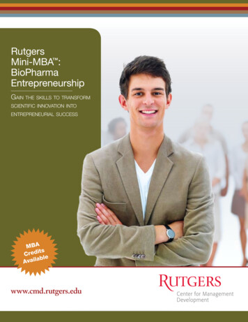 Rutgers Mini-MBA BioPharma Entrepreneurship
