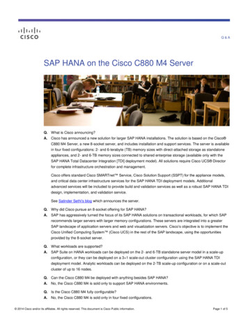 SAP HANA On The Cisco C880 M4 Server