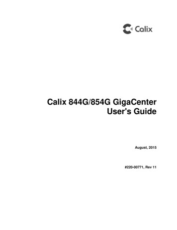 Calix 844G/854G GigaCenter User's Guide - Sea Ranch 