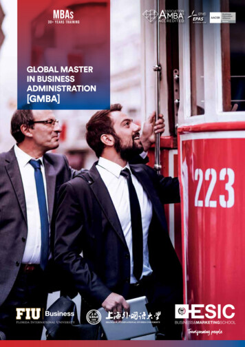 GLOBAL MASTER IN BUSINESS ADMINISTRATION [GMBA]