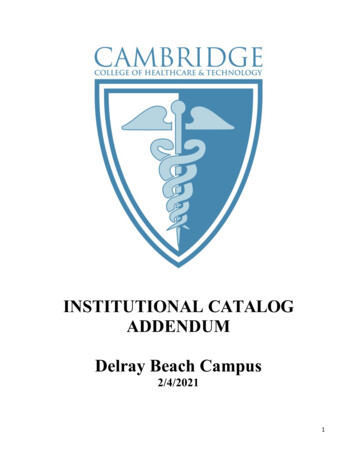 INSTITUTIONAL CATALOG ADDENDUM - Cambridge College 