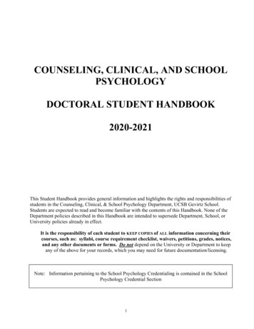 COUNSELING, CLINICAL, AND SCHOOL PSYCHOLOGY 