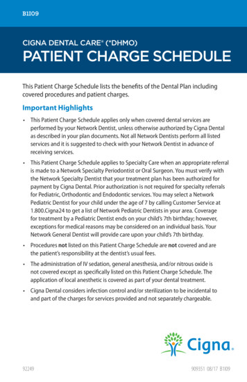 CIGNA DENTAL CARE (*DHMO) PATIENT CHARGE SCHEDULE