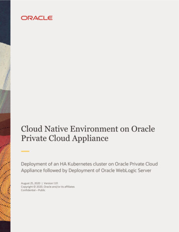 Cloud Native Environment On Oracle Private Cloud Appliance