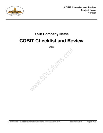 COBIT Checklist And Review - SDLCforms